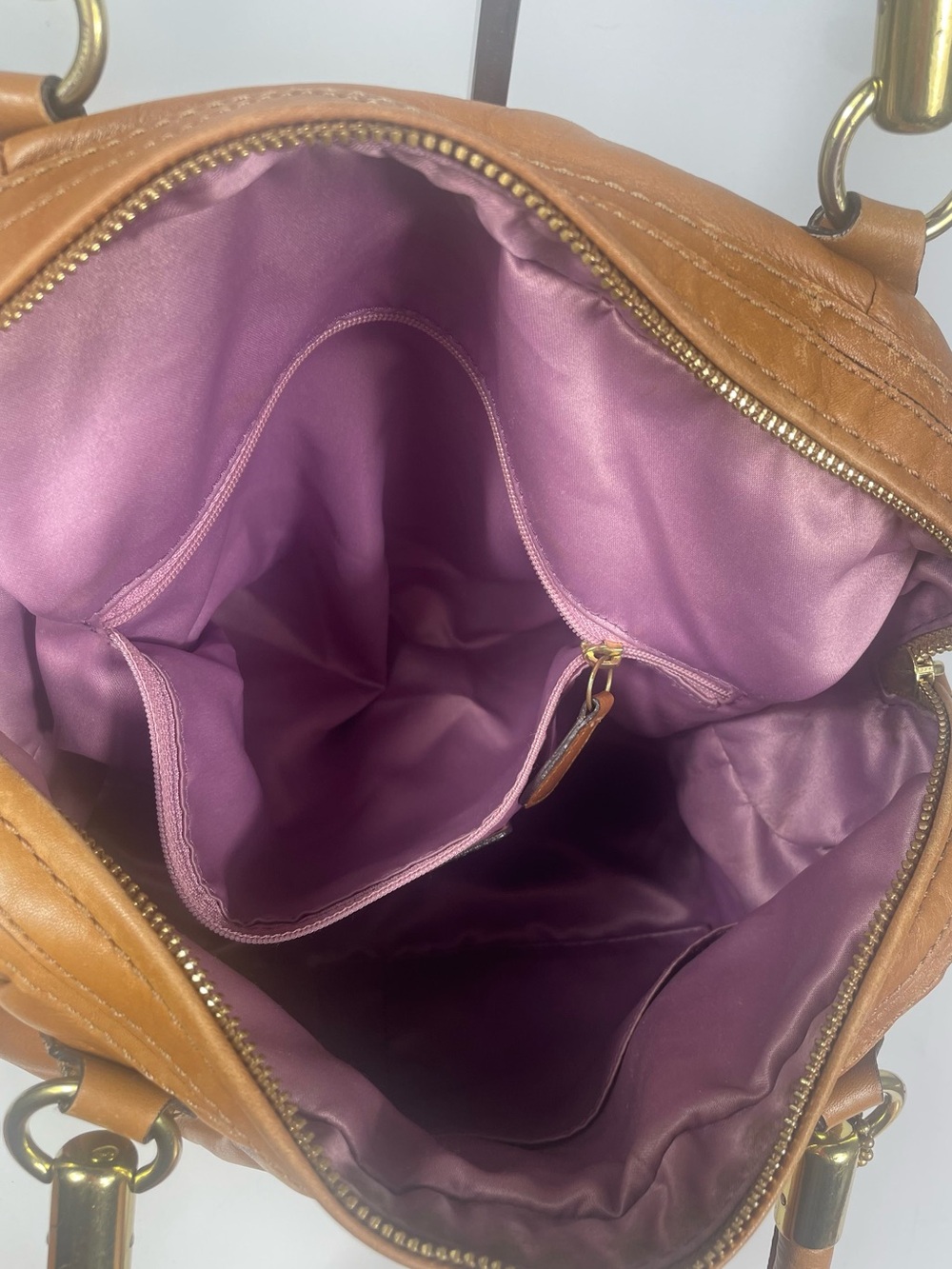 Authentic Coach Kristin Brown Pleated Leather Satchel - Picture 11 of 14